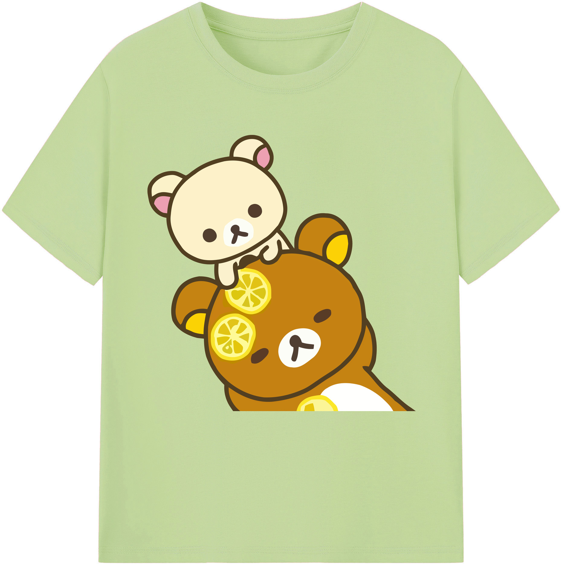 （画像用） リラックマ リラックマ キイロイトリ Rilakkuma Korilakkuma Kiiroitori 綿100％半袖Tシャツ（フロントプリント）